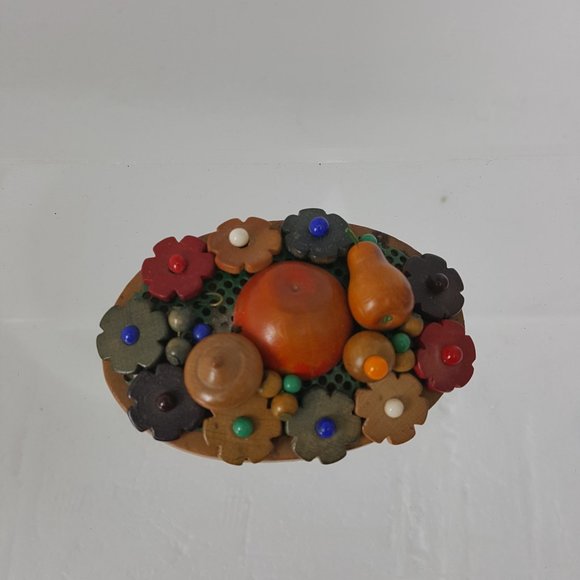 WWII Wooden Fruit Pin made in Czechoslovak. Rare - Picture 10 of 12